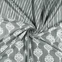 Window Curtains 5 Feet Pack of 1, Damask, Grey & White 5