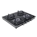 KAFF Gas Stove/Cooktop 4 Burners 63 CM, Black Coated Brass Burners, Decorative SS Moulded Strip on All Sides for Edge Protection Integrated Flame Protector Black | CTQ634B 2