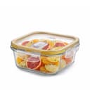 CELLO Fit & Fresh Square Lunch Box Container for Daily Use 1000 ml Clear | Microwave & Fridge Safe Toughened Glass Airtight Leakproof Food Storage Tiffin Box Container for Kitchen, Travel & Office Use 1