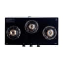 KAFF Cooktop | 3 Burners with Slim Line Design 71 CM | High Efficiency Brass Burners, Black Tempered Glass | Matt Enamelled Pan Support | Black | CTR71-3B 1