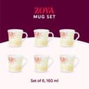 Larah by BOROSIL Crysta Series Zoya Opalware Mug | Set of 6 Tea/Coffee Mugs, 160 ml Each | Microwave & Dishwasher Safe, Bone-Ash Free | Crockery Set Ideal for Daily Use & Gifting | White 5