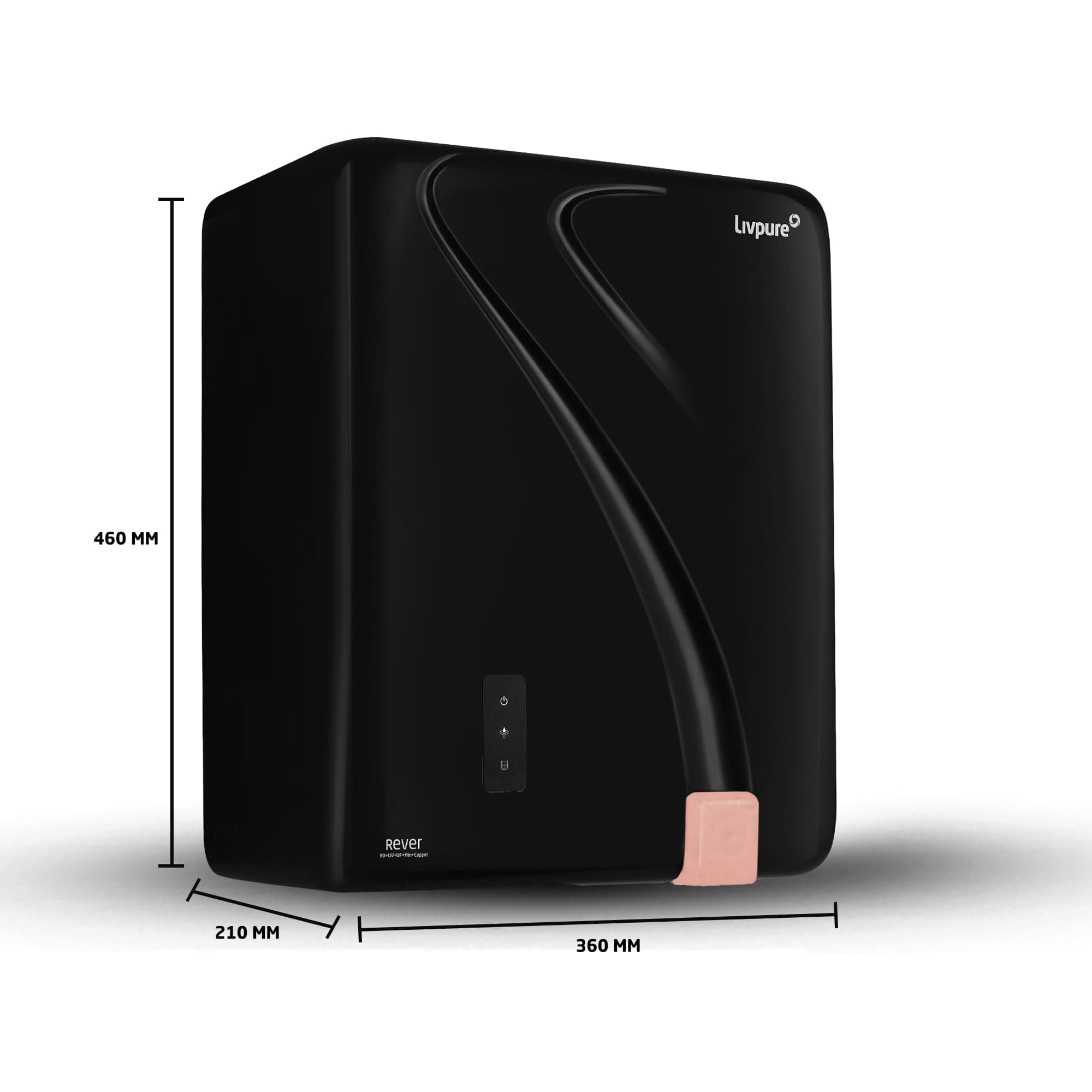 Livpure Rever Water Purifier | RO+UV+UF+Min+Copper | Zero Cost for 2 Years-Filters Included | 8-Stage Advanced Filtration | In-Tank UV Sterilization | Filter Change Indication | Black | 6 litres