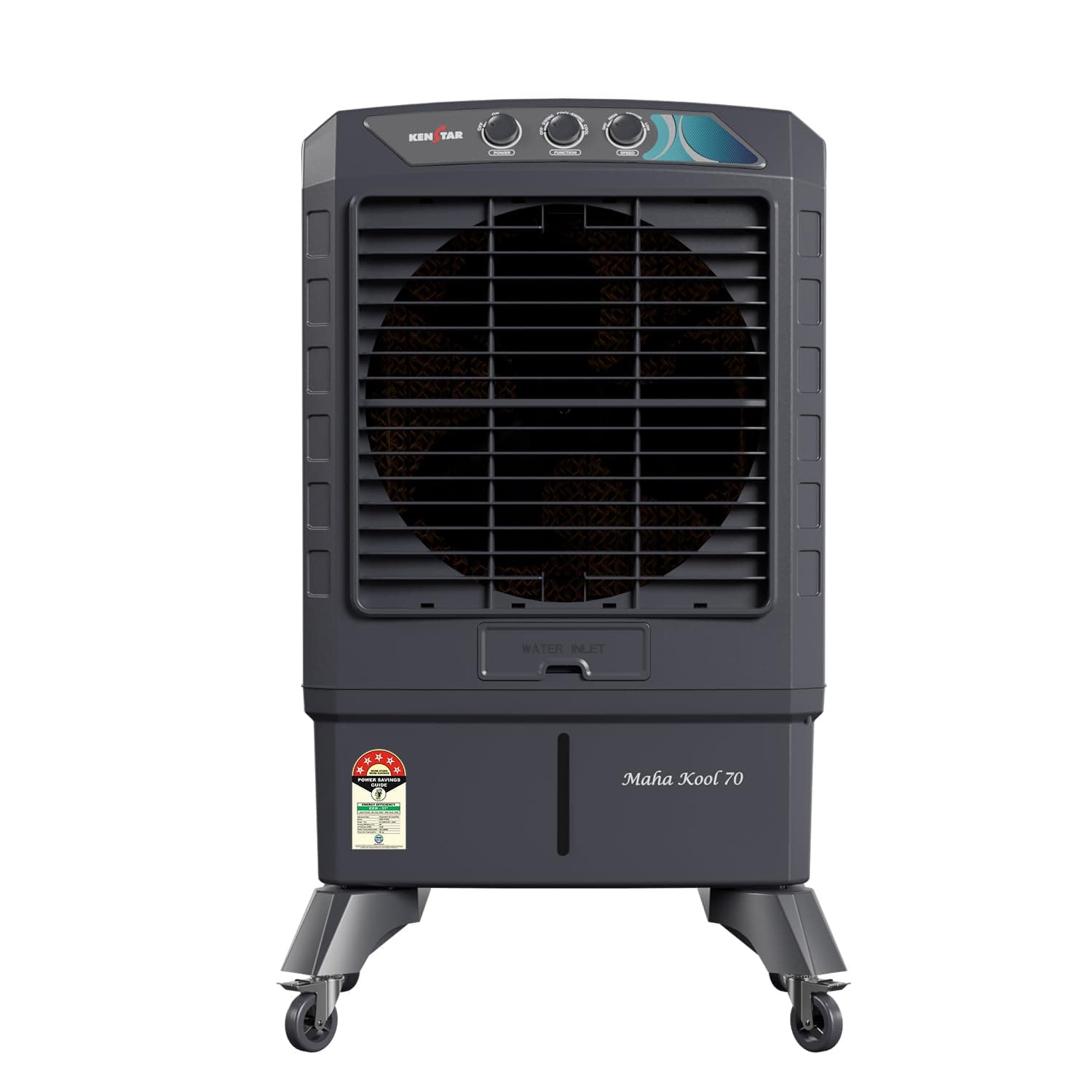 Kenstar MAHA KOOL HC 70 L Desert Air Cooler|Anti-Bacterial Honeycomb Pads|High-Speed Fan|Inverter Ready|50Ft Powerful Air Throw|1-Yr Product Warranty+5-Yr Warranty on Pump&Motor|5-Star BEE Rating|Grey