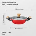 Prestige Castlite Enamel Coated Cast Iron Kadai 20cm/ 1.4L | Lightweight, High Heat Retention | Gas & Induction Compatible | Low-Oil Cooking | Stay-Cool Wooden Handles | Easy Clean | 15Y Warranty 2