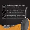 Preethi Dura Collection Non Stick Fry Pan, 24 cm, with Glass Lid, Gas & Induction Compatible, 5 Star Non Stick Effect, Turmeric Yellow 3