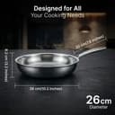 AGARO Regency 26 cm Triply Stainless Steel Fry Pan with Lid (2.3L), Induction & Gas Compatible, ensures Even Heat, Non-Toxic with no Chemical Coating, Dishwasher Safe—Ideal for stir-Fry & sauté. 2