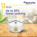 Butterfly Tez Triply Milk/Sauce Pan with SS Lid | 1.8 Litre| 16 CM | Stay Cool Handle | Induction Compatible | for Cooking Curry, Deep Fry, Saute, Rice, Milk Boil | 10 Year Warranty | Silver 2