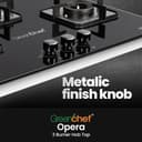Greenchef Opera Hob top Three burner gas stove – Auto Ignition, Toughened Glass, LPG Compatible, Sleek and compact design, High Thermal Efficiency Brass Ring Burners 3