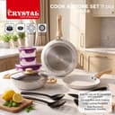 Crystal Aluminum 11 Pcs Non Stick Cookware Set with Induction Bottom | Tawa, Fry Pan, Kadhai with Lid, 4 Serving Spoons, 3 Containers | 4 Layer Non Stick Coating | PFOA Free | White 4