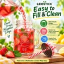 LEOSTICK Glass Mason Jar with Lid & Straw, Transparent 250ml, Set of 2 4