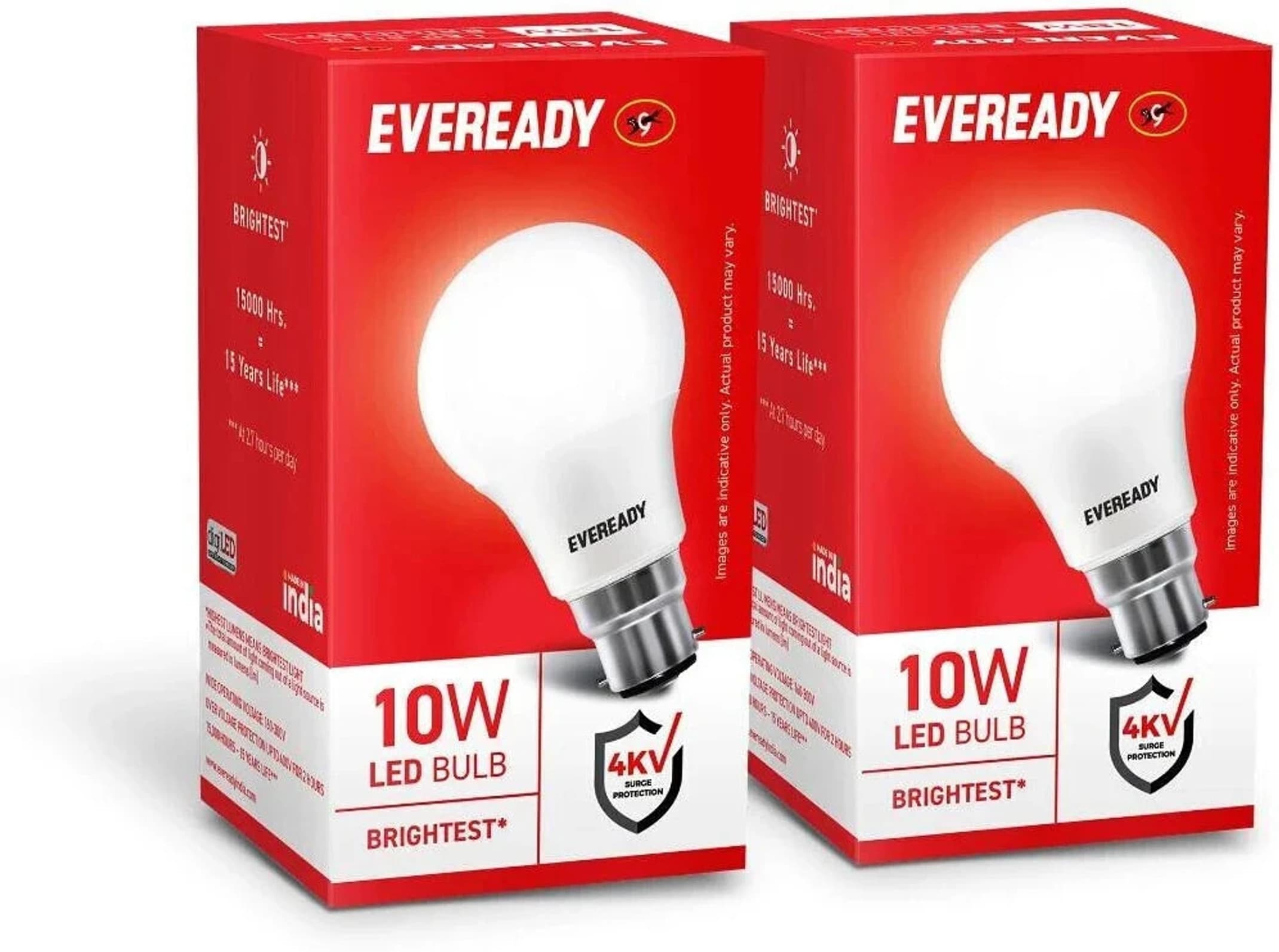 EVEREADY 10 W Basic Standard B22 LED Bulb (White, Pack of 2)