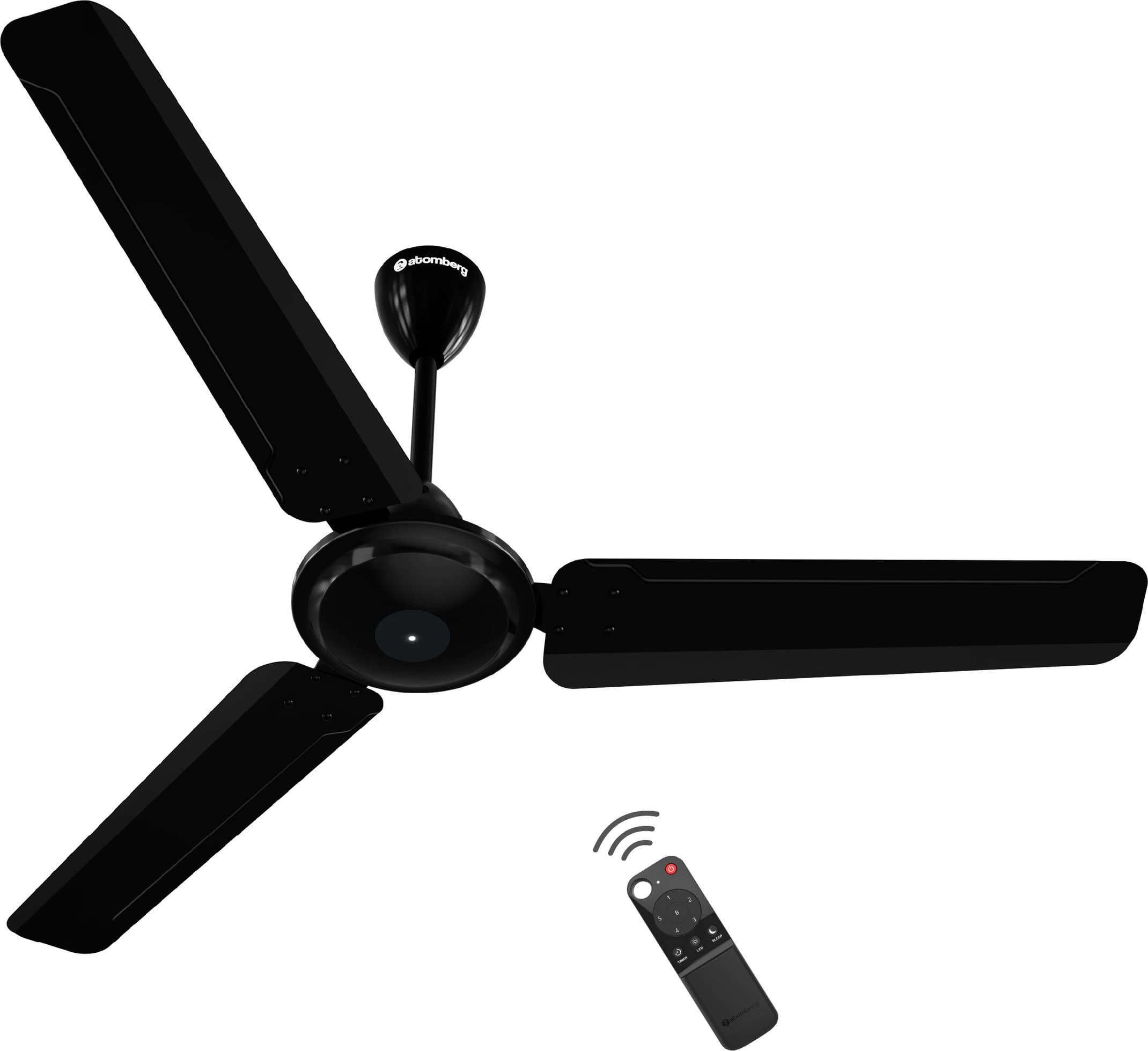 Atomberg Ameza Remote Controlled|High Air Flow|Low Noise|Power Saving | Timeless Design with 2 Year Warranty BLDC Motor with Remote 1200 mm Ceiling Fan (5 Star | Gloss Black | Pack of 1)