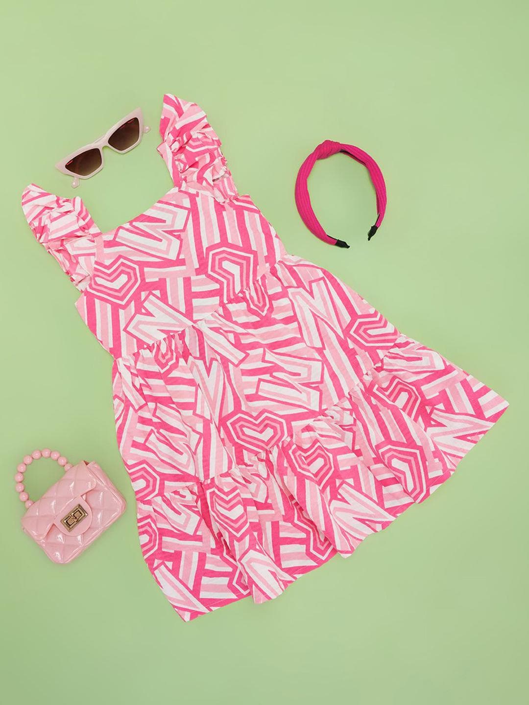 Pantaloons Junior Girls Printed Tiered Fit & Flare Dress