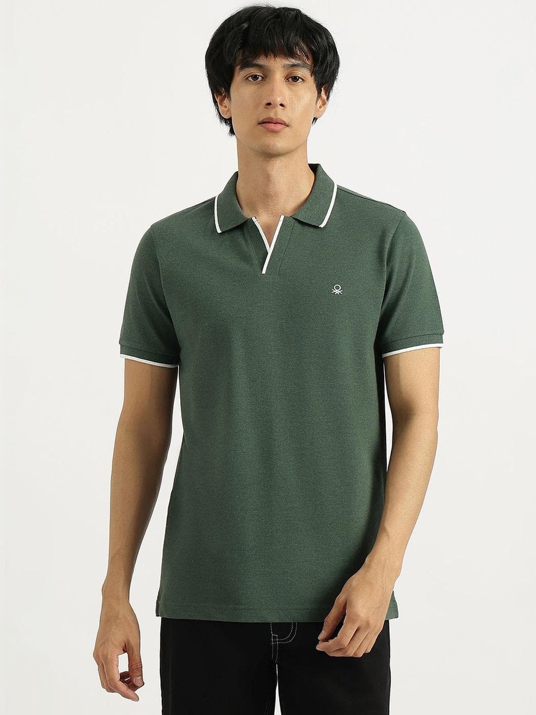 United Colors Of Benetton Men Brand Logo Polo Collar T Shirt