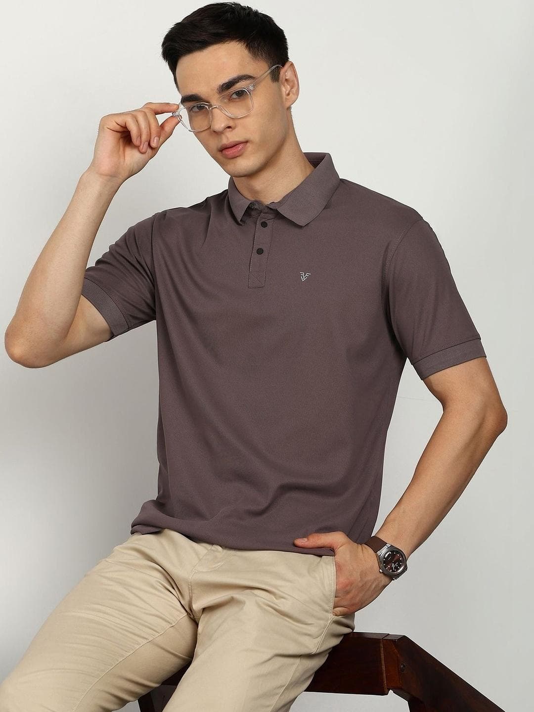 XENOR Men Brand Logo Polo Collar Slim Fit T Shirt