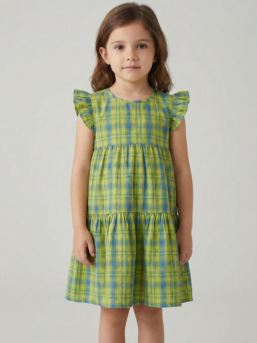 Creative Kids Print Flutter Sleeve Fit & Flare Dress