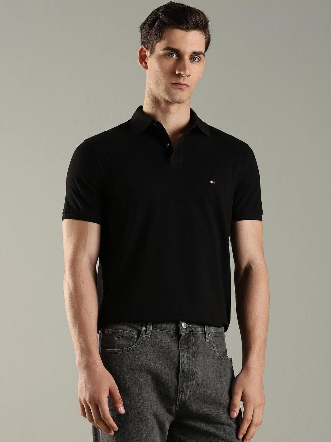 Tommy Hilfiger Men Brand Logo Polo Collar T Shirt