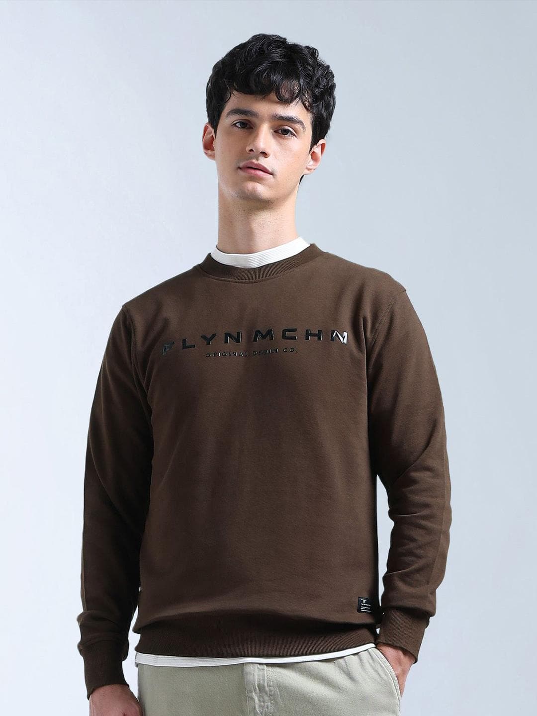 Flying Machine Men Brand Logo Printed Cotton Pullover Sweatshirt