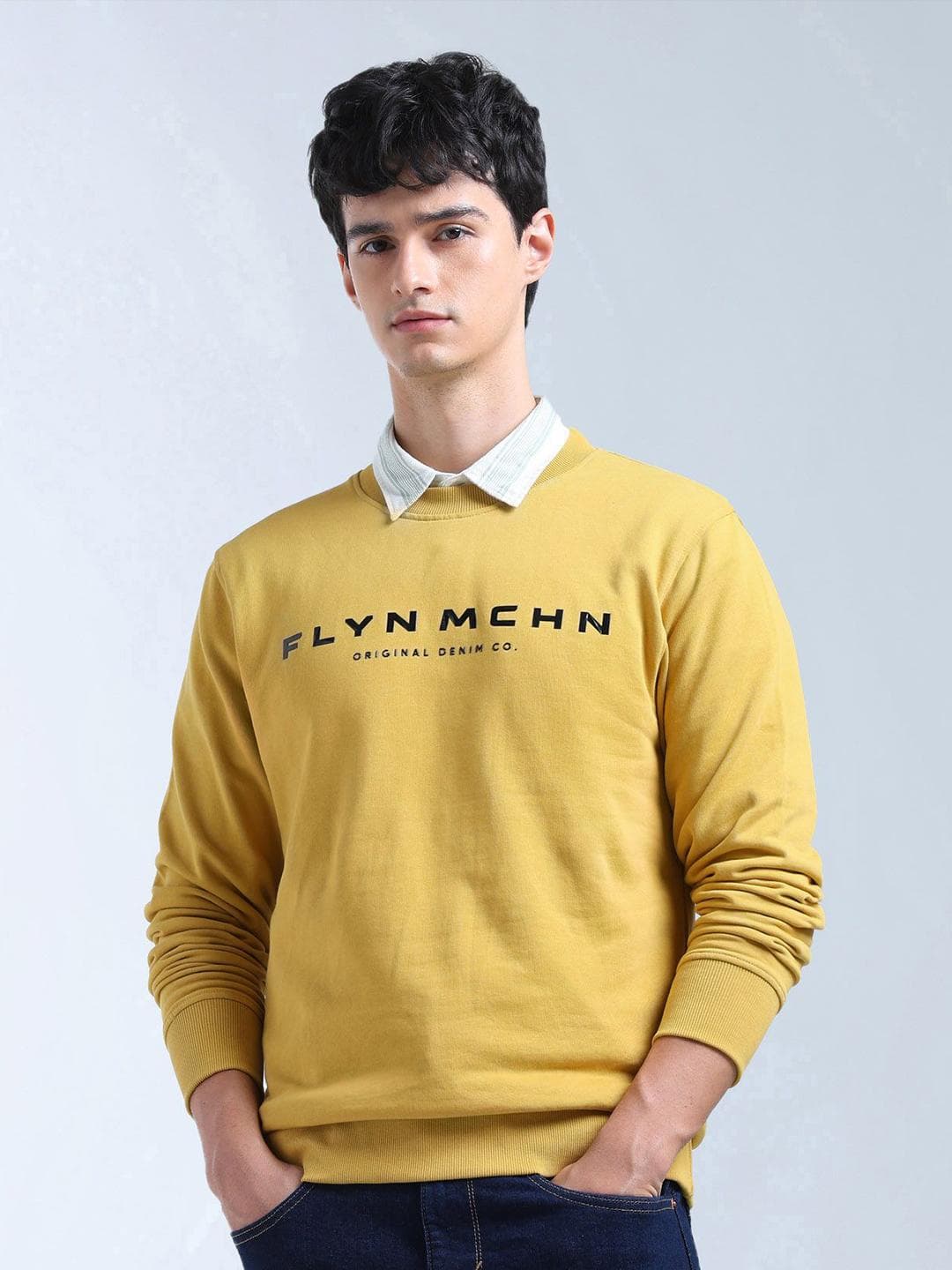 Flying Machine Men Pure Cotton Brand Logo Printed Long Sleeves Sweatshirt