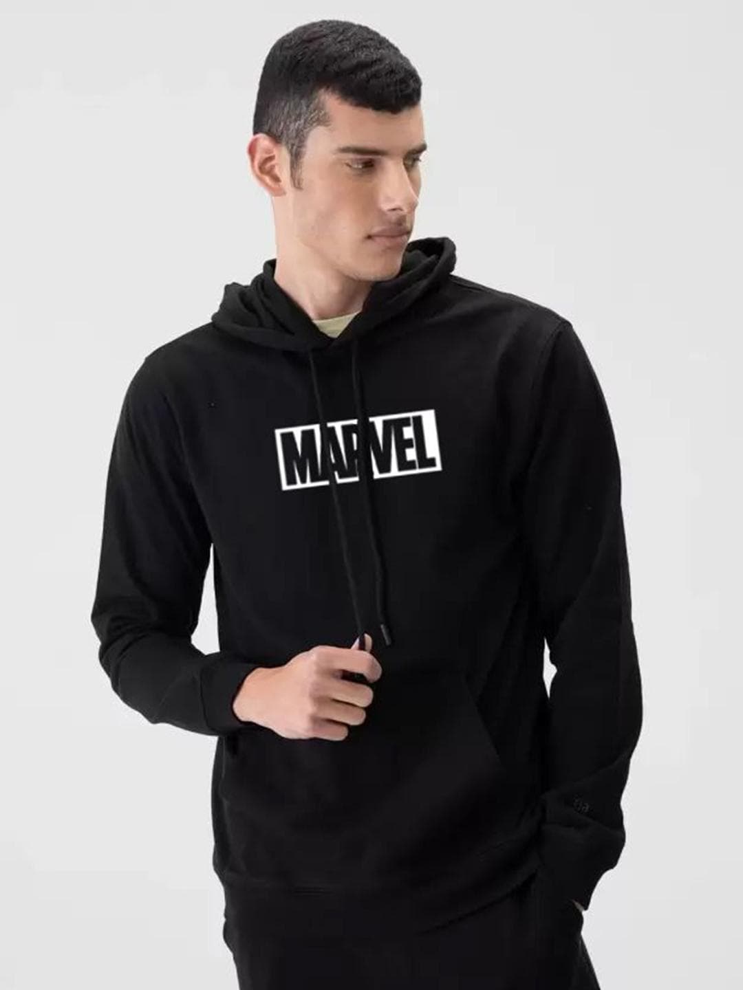 Organic Chics Men Marvel Printed Therma Fit Hooded Sweatshirt