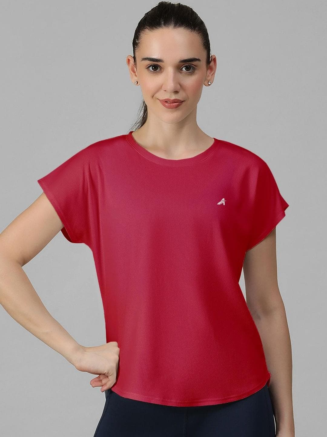 ATHLISIS Women Brand Logo Dolman Sleeves E Dry Slim Fit T Shirt