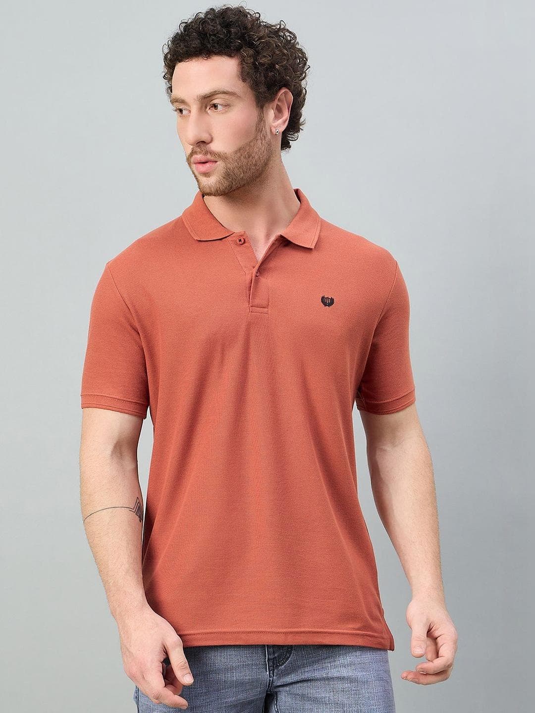 Duke Men Brand Logo Polo Collar Slim Fit T Shirt