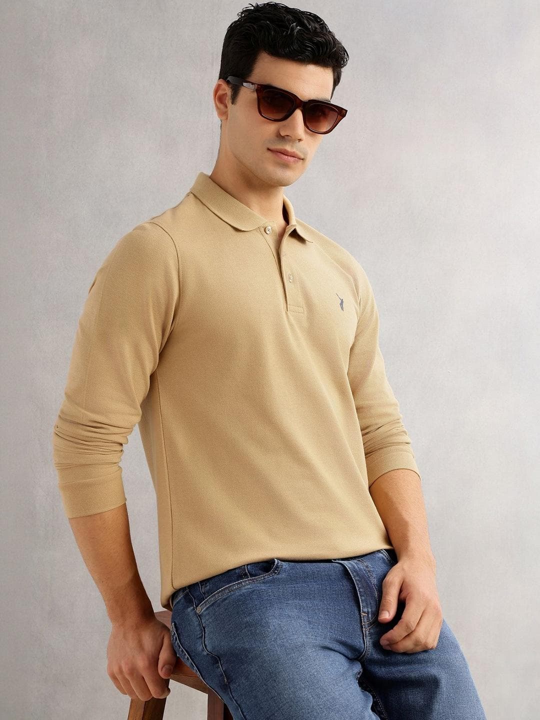 Thomas Scott Men Polo Collar Long Sleeve T Shirt