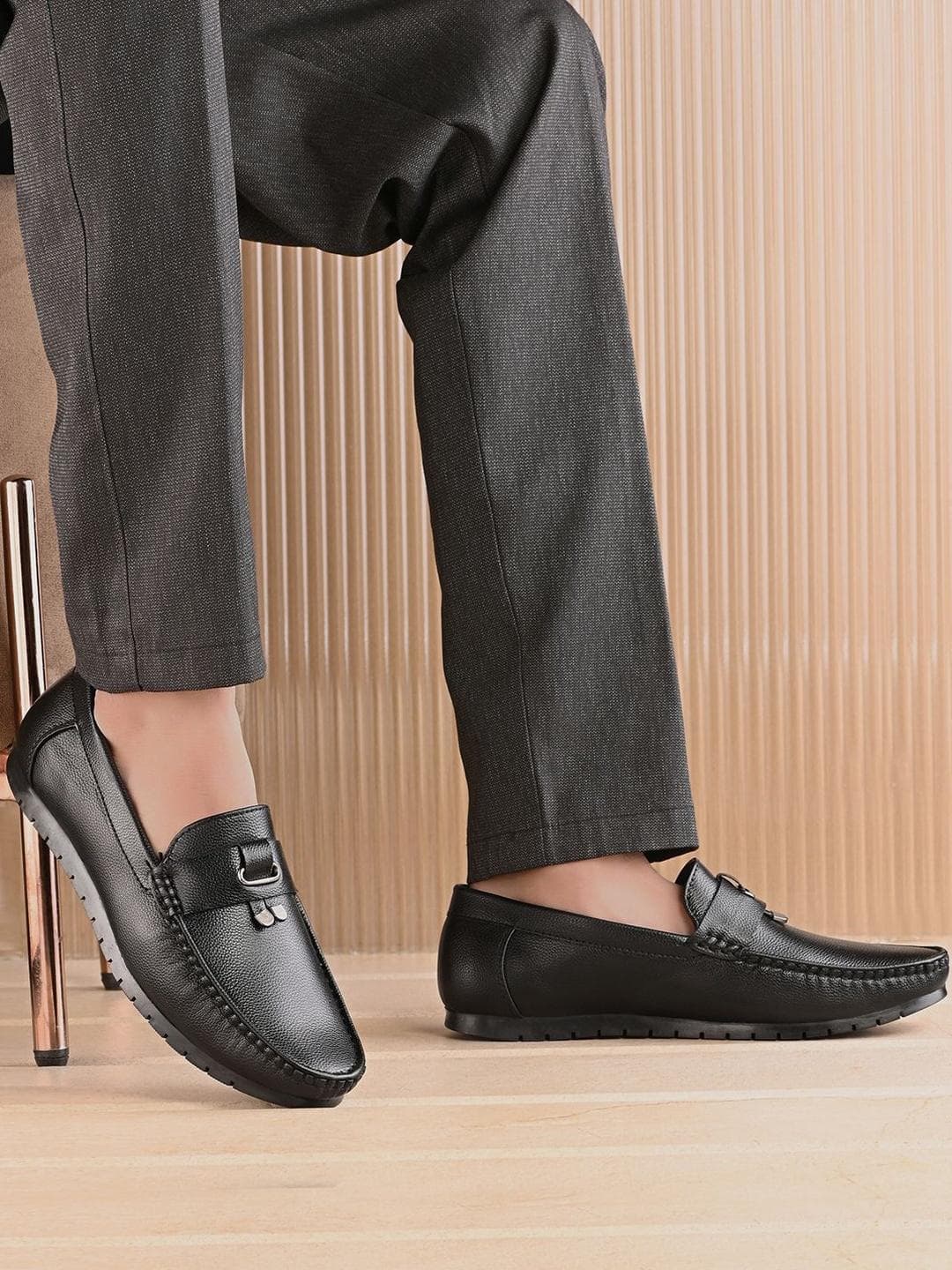HERE&NOW Men Black Solid PU Sole Formal Shoes