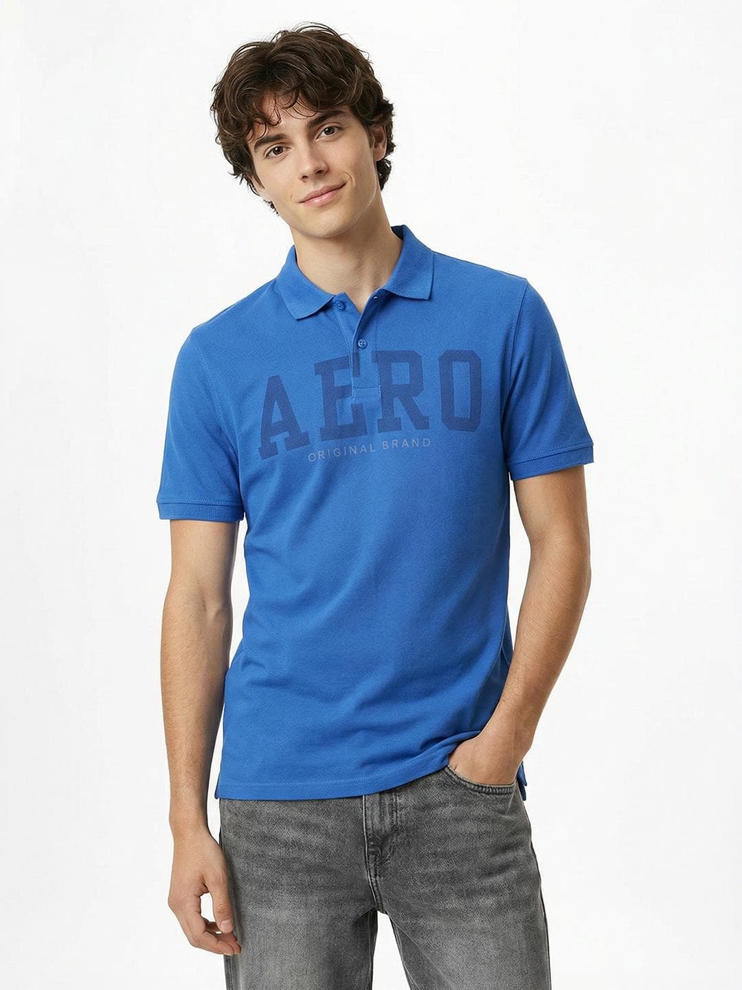 Aeropostale Brand Logo Polo Collar Pure Cotton T Shirt