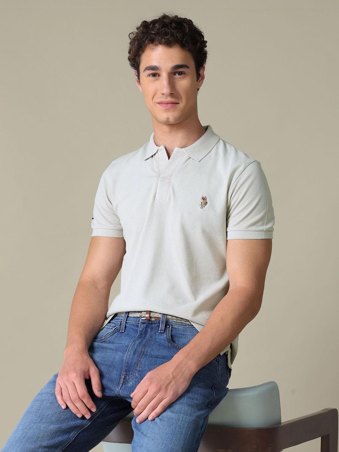 U.S. Polo Assn. Denim Co. Men Brand Logo Polo Collar T Shirt
