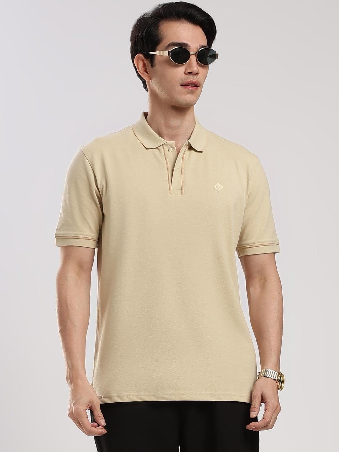 MR BUTTON Men Polo Collar T Shirt