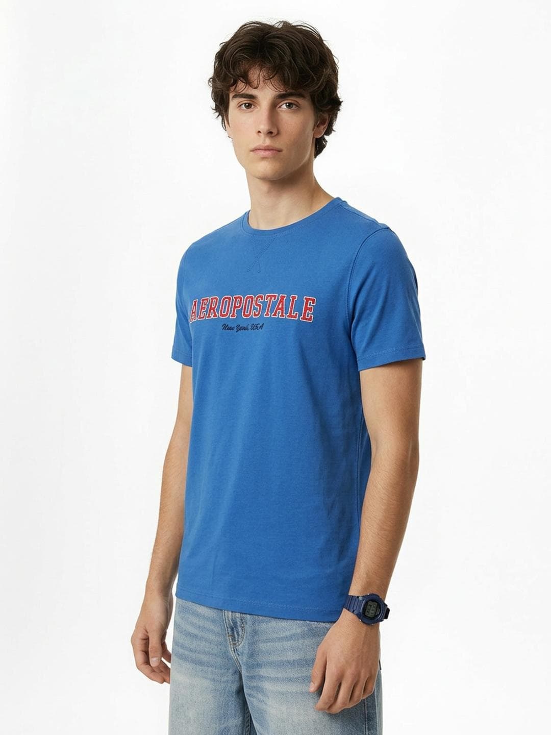 Aeropostale Brand Logo Embroidered Pure Cotton T Shirt