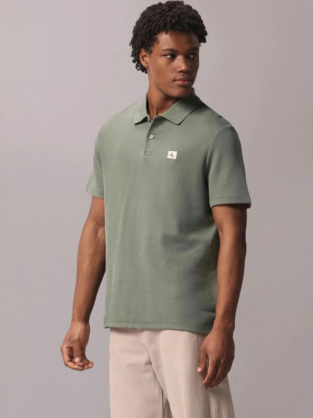 Calvin Klein Jeans Men Brand Logo Polo Collar T Shirt