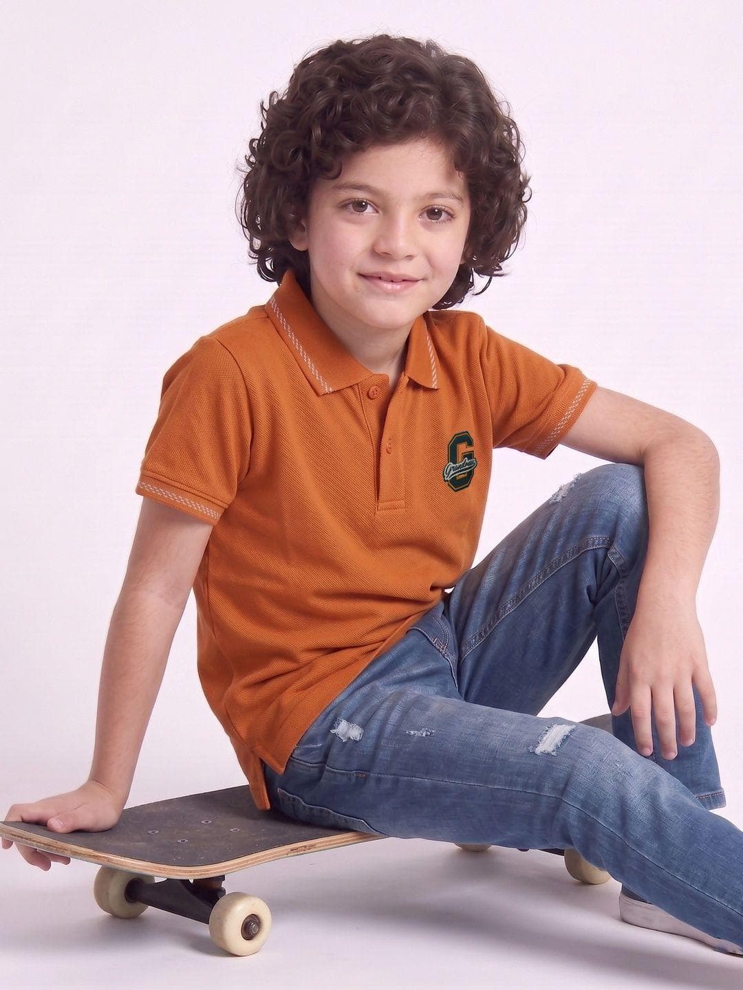 Grand Max Boys Brand Logo Polo Collar T Shirt