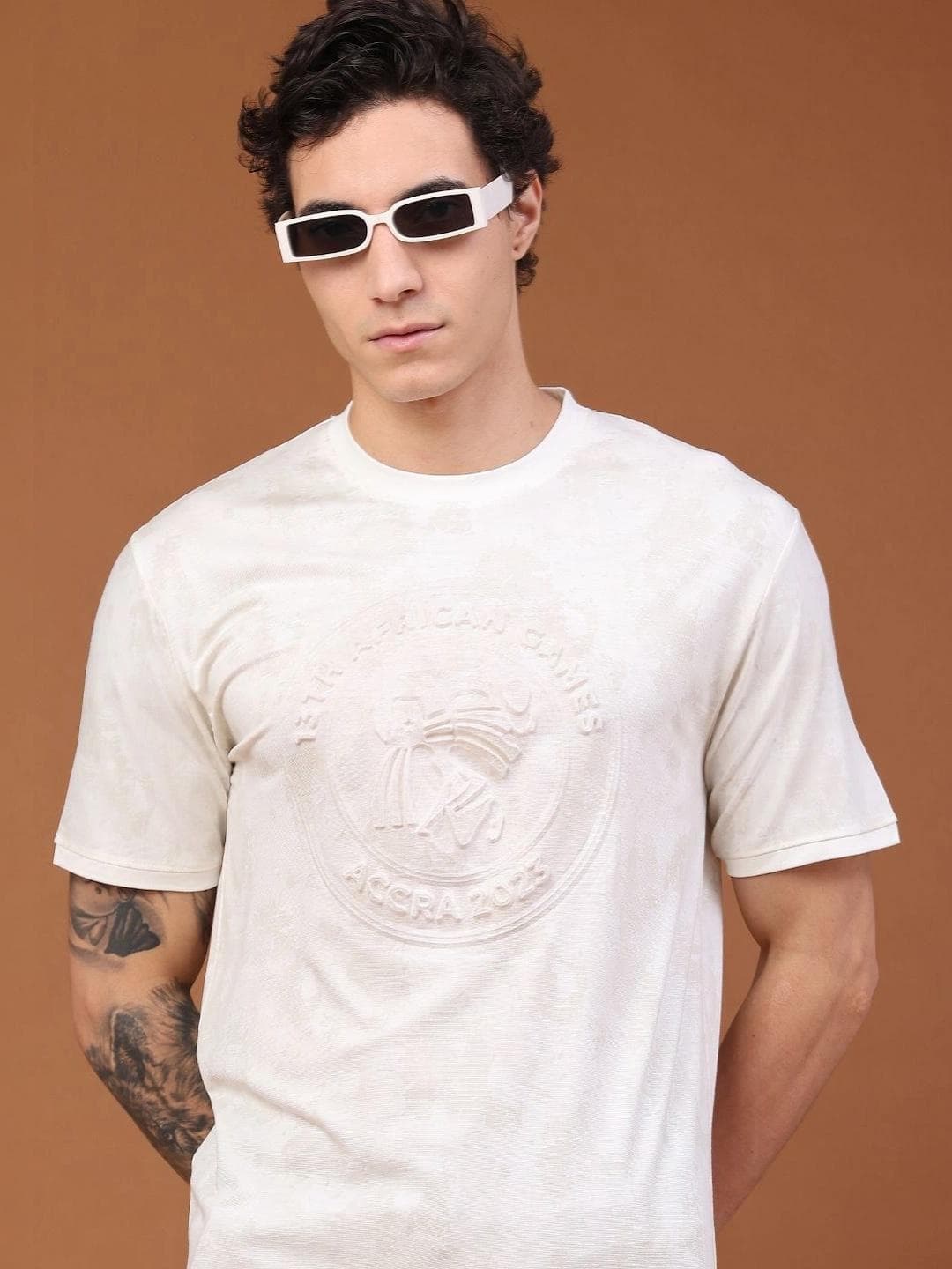 V Mart Men Brand Logo Slim Fit T Shirt