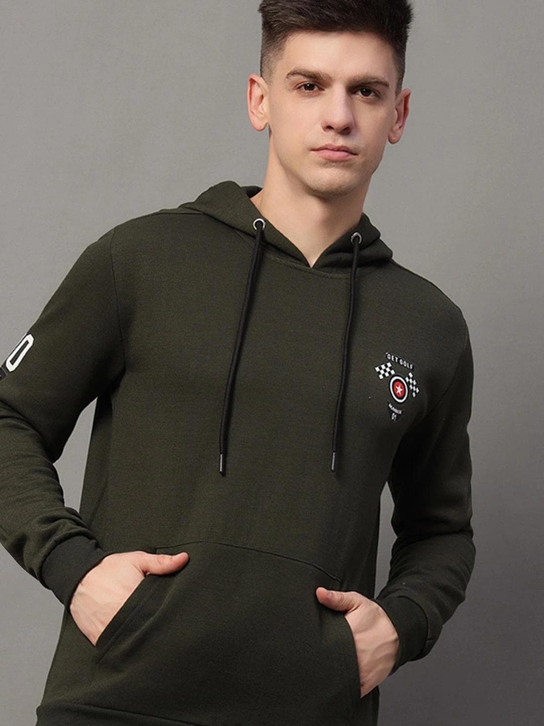 HERE&NOW Men Printed Hooded Sweatshirt