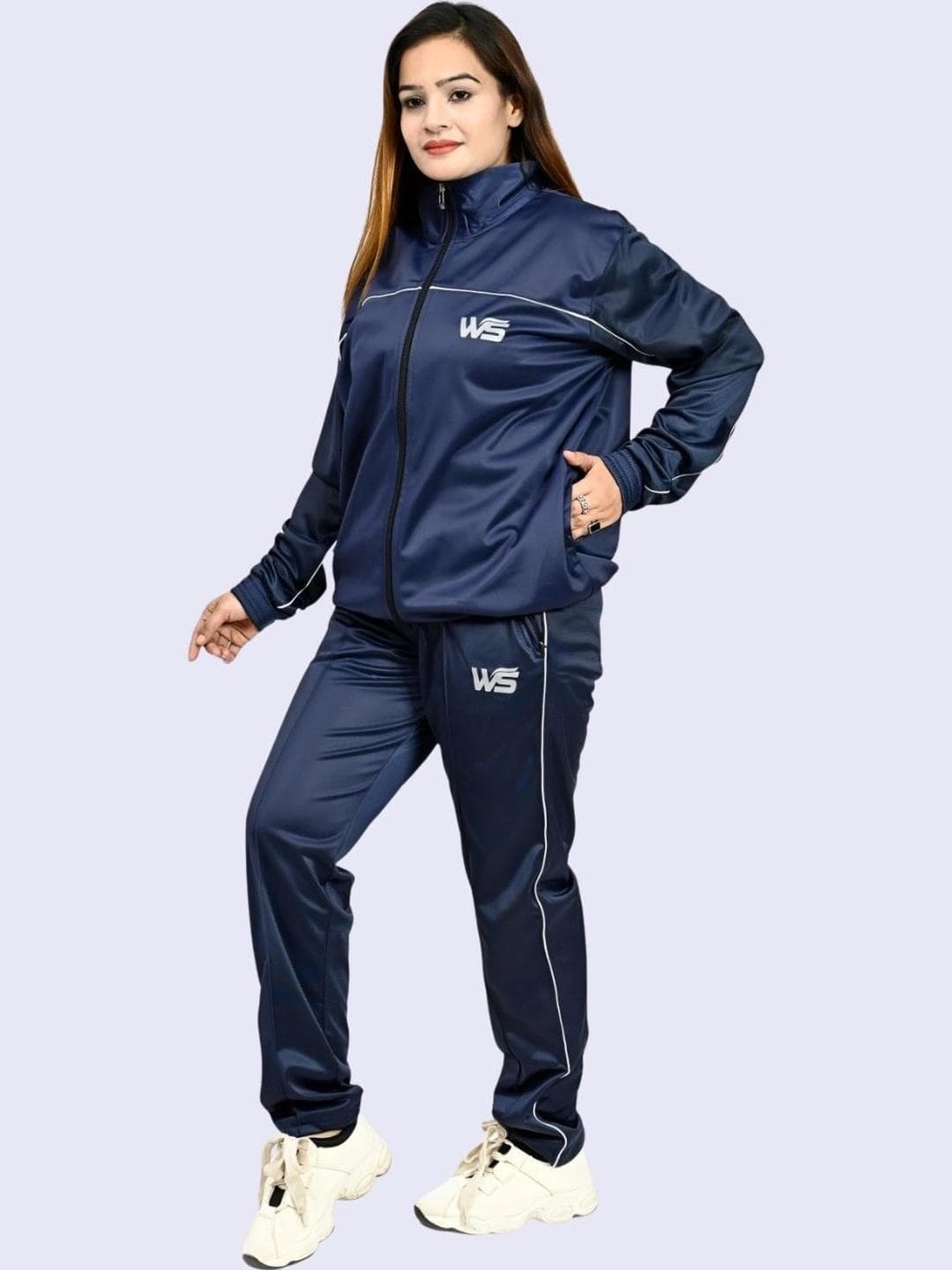 WORLD SPORTS Brand Logo Polyester Mock Collar Tracksuits