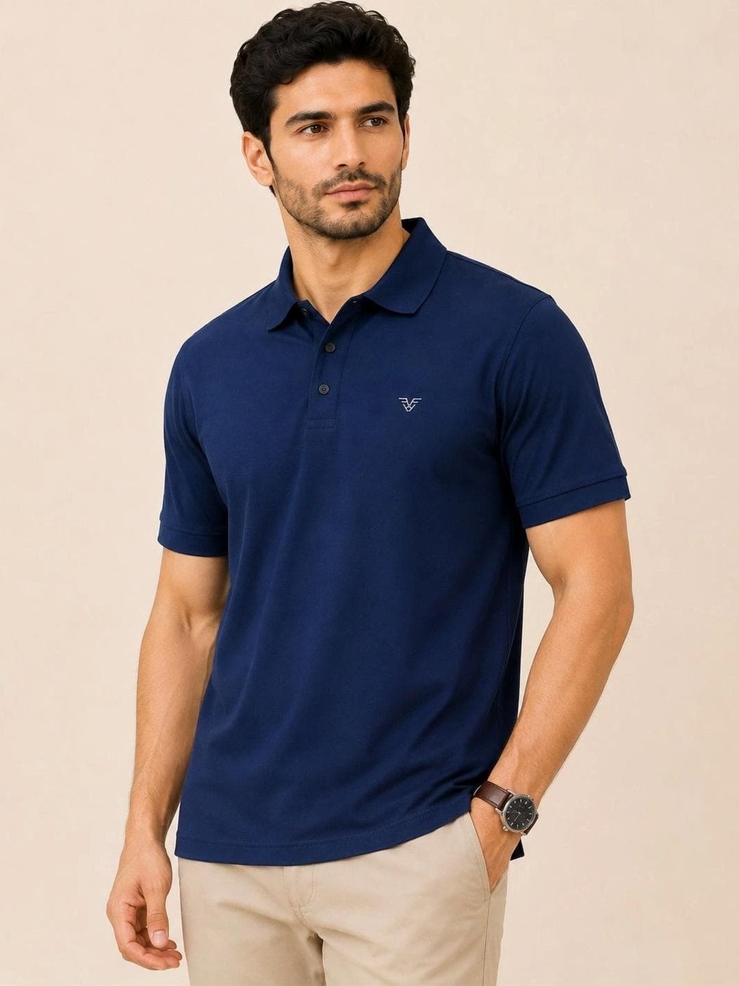 SZN Men Brand Logo Polo Collar Regular Fit T Shirt