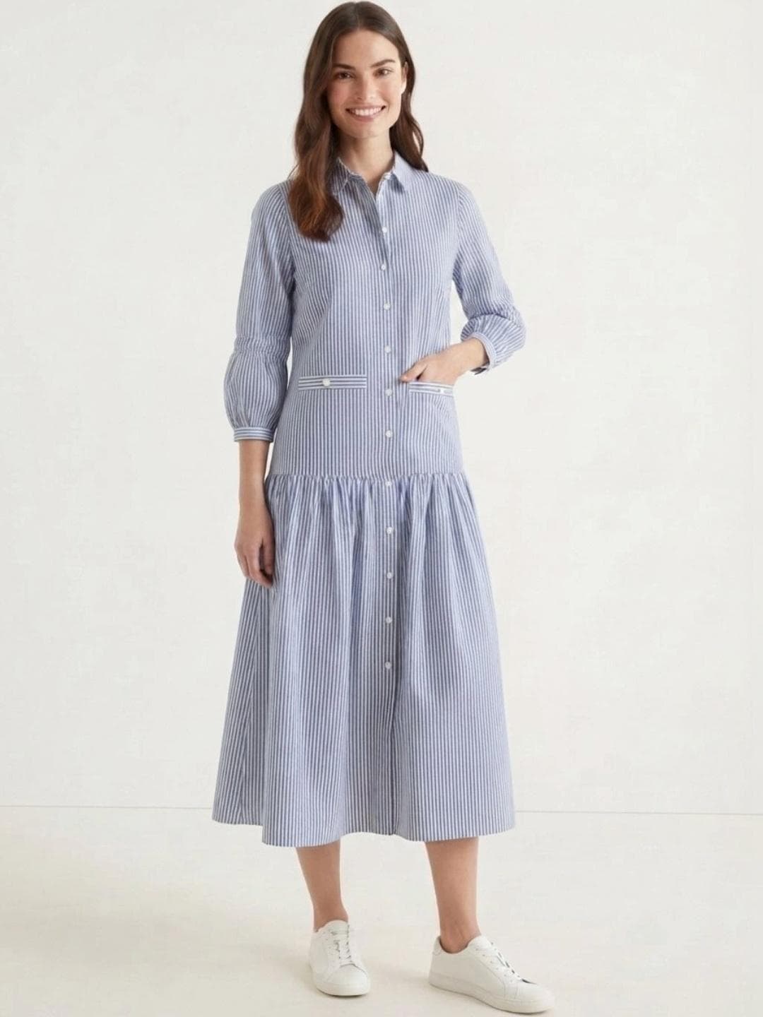 ANGOORI FASHION Striped A-Line Midi Dress