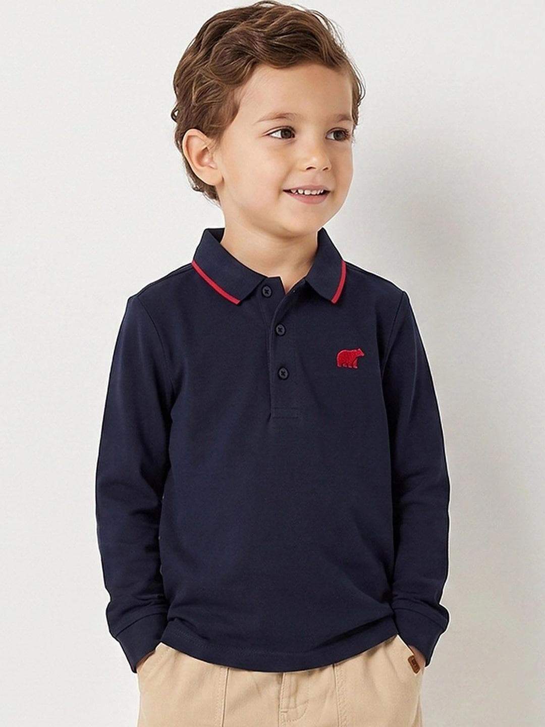 Juniors By Babyshop Boys Brand Logo Polo Collar T Shirt