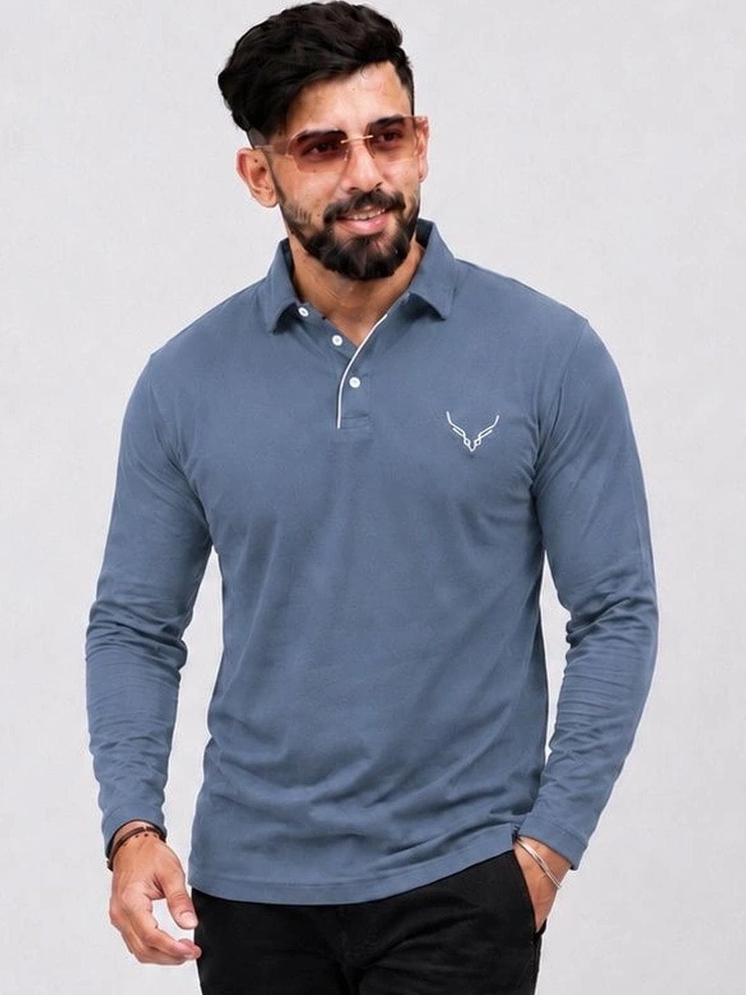 BUFFARO Men Brand Logo Polo Collar T Shirt