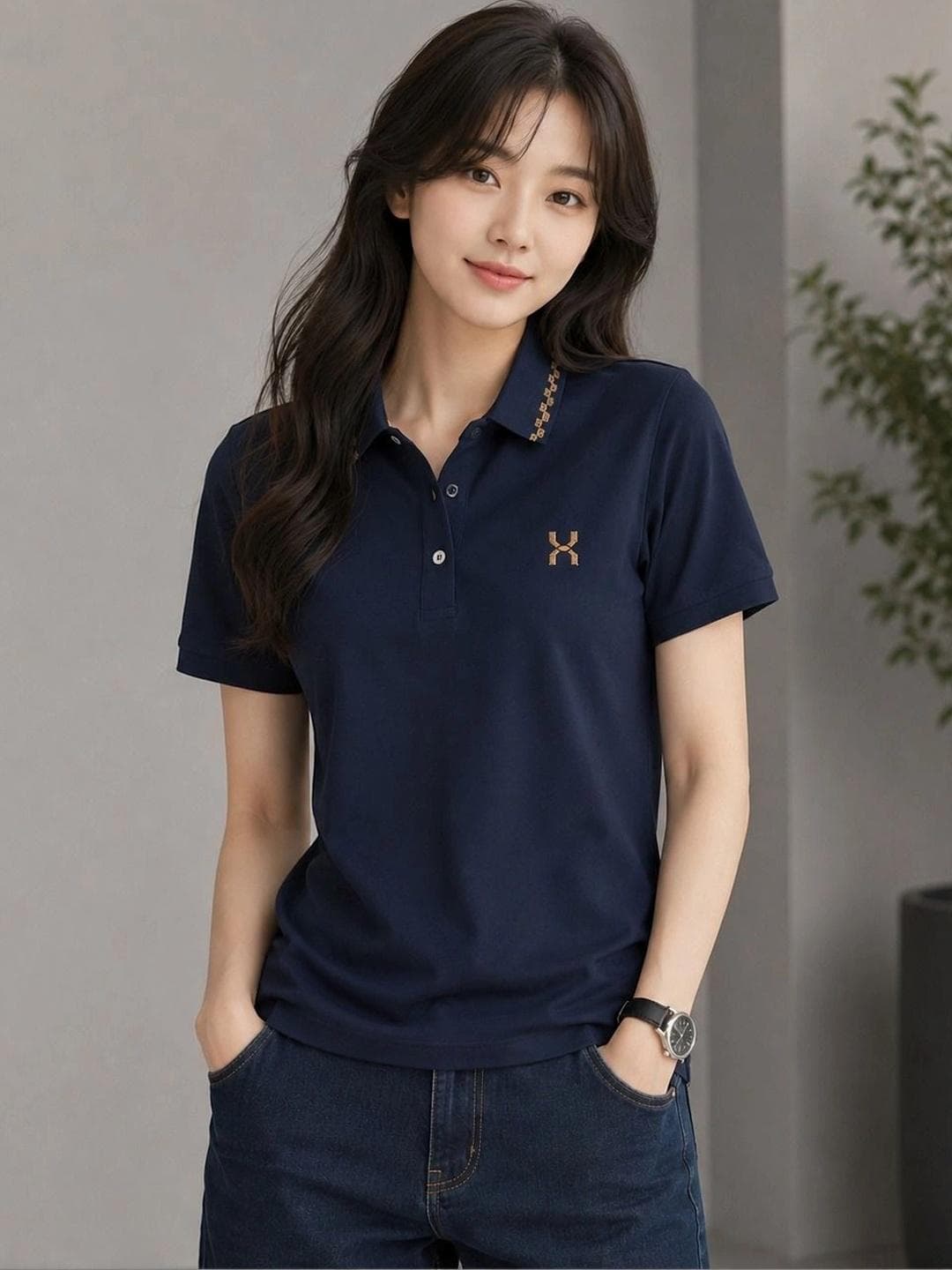 Mast & Harbour Women Brand Logo Polo Collar T Shirt