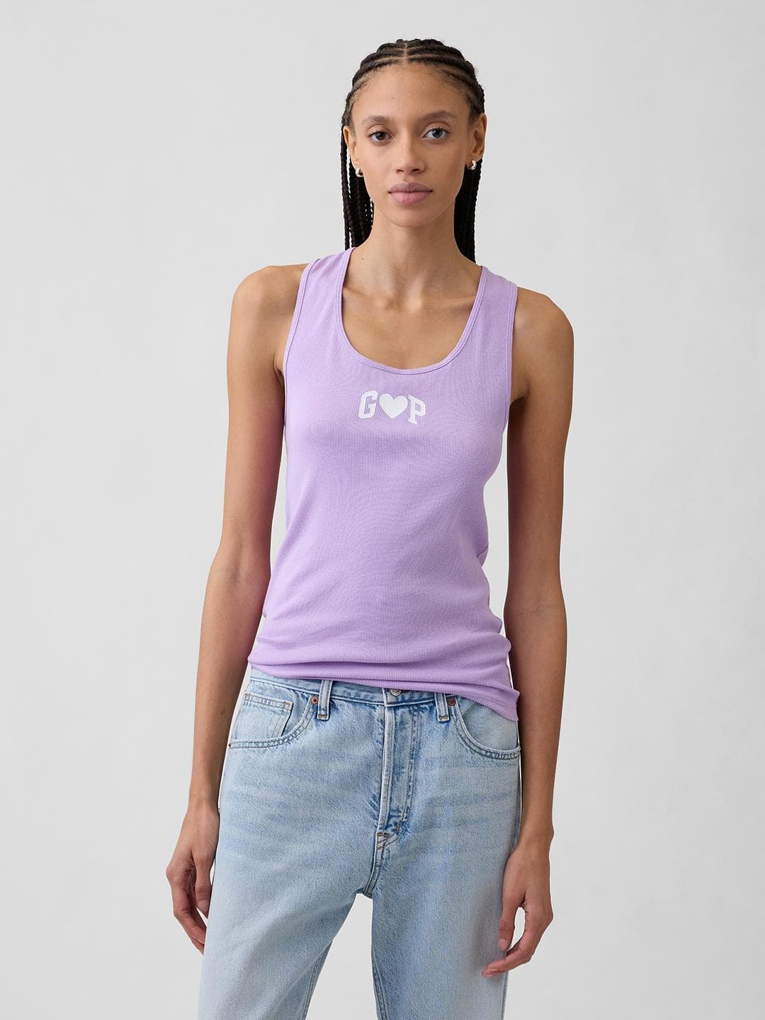 GAP Brand Logo Printed Ribbed Slim Fit T Shirt