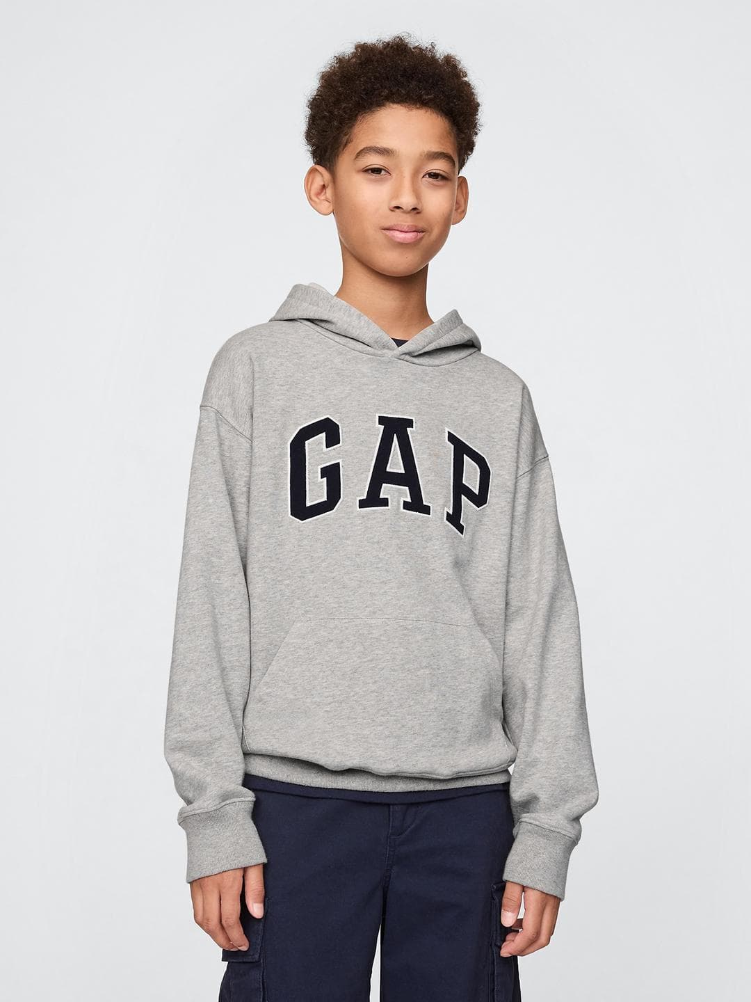 GAP Boys Relaxed Fit Brand Logo Applique Hooded Sweatshirt