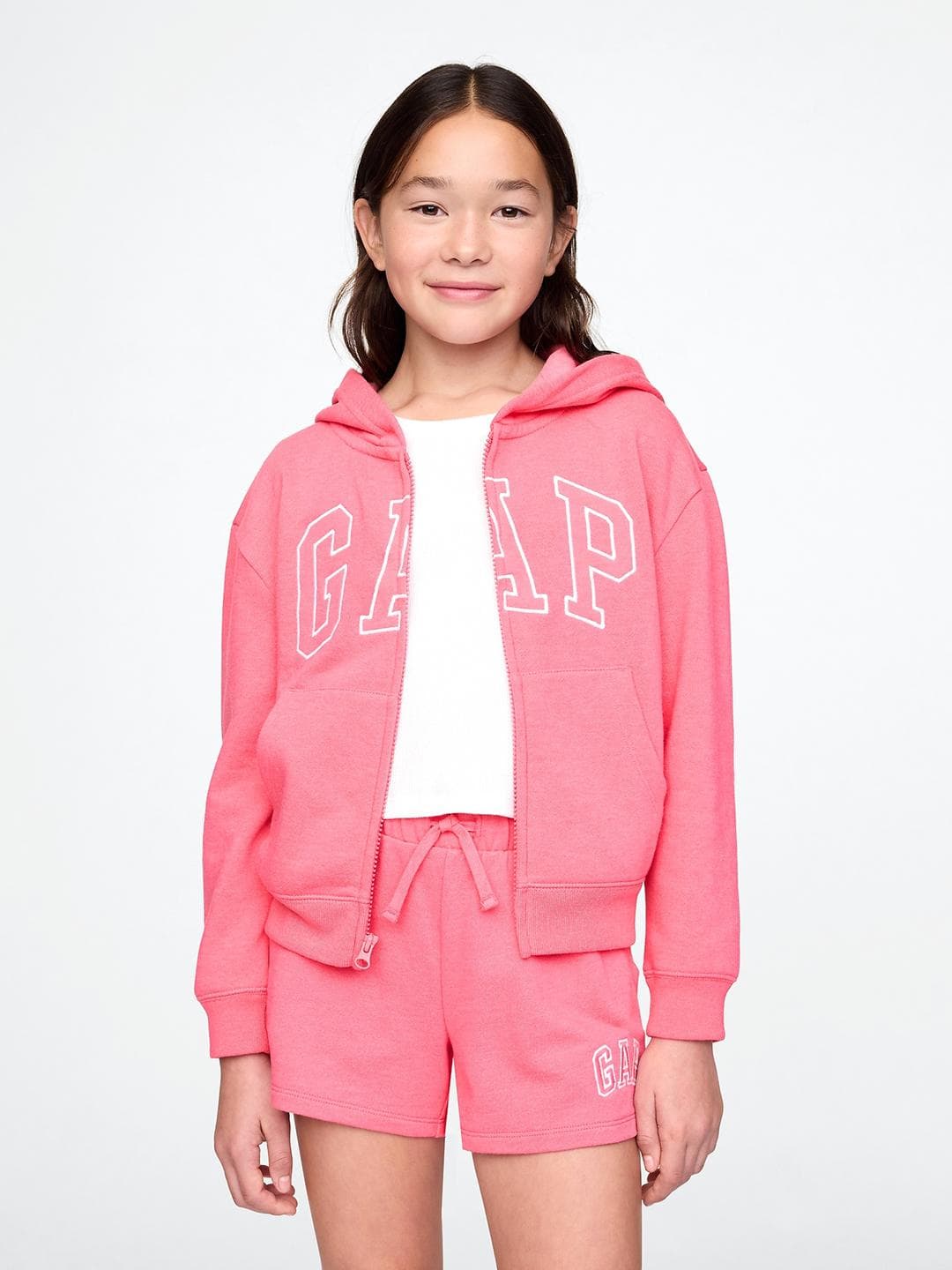GAP Girls Brand Logo Embroidered Hooded Sweatshirt