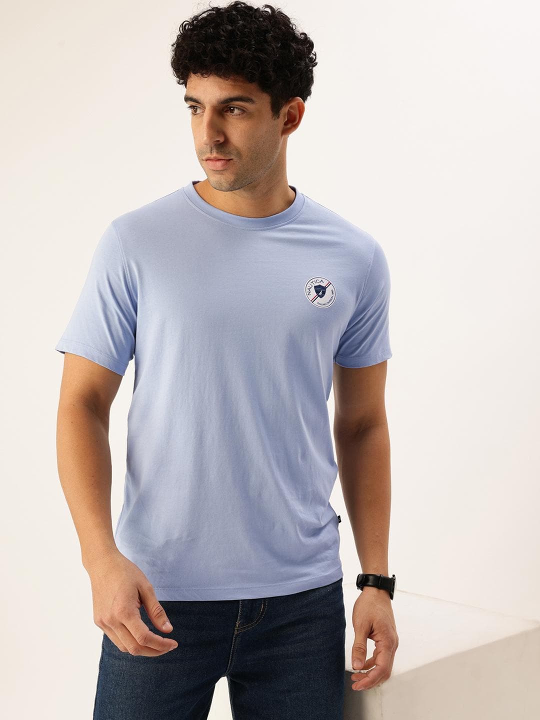 Nautica Brand Logo Printed Pure Cotton T Shirt