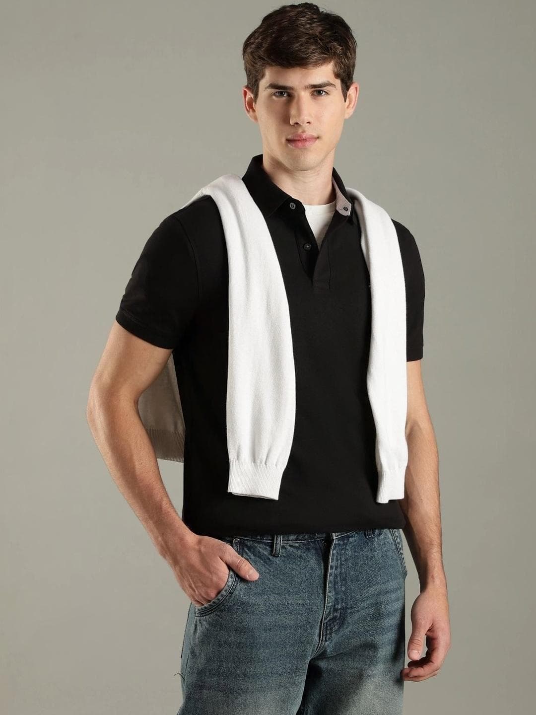 Tommy Hilfiger Men Brand Logo Polo Collar T Shirt