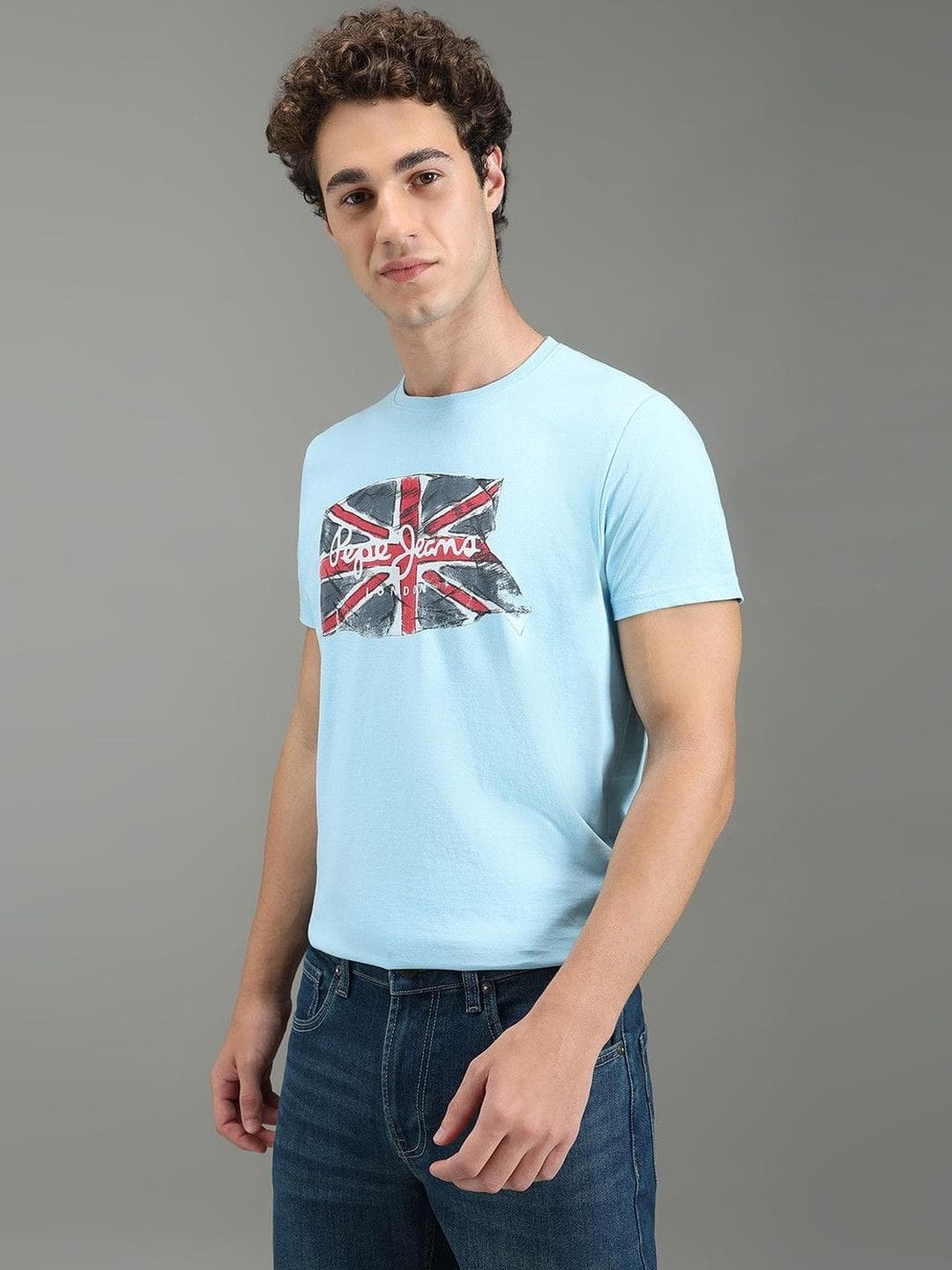 Pepe Jeans Men Brand Logo Printed Pure Cotton Slim Fit T Shirt