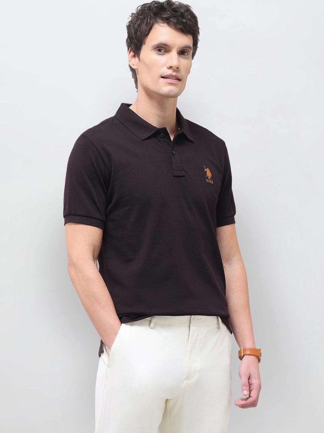 U.S. Polo Assn. Men Brand Logo Polo Collar Slim Fit T Shirt