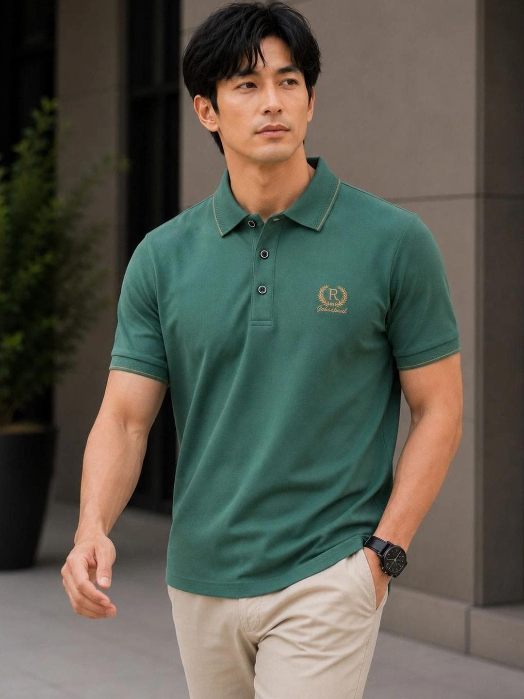Moda Rapido Men Brand Logo Polo Collar T Shirt